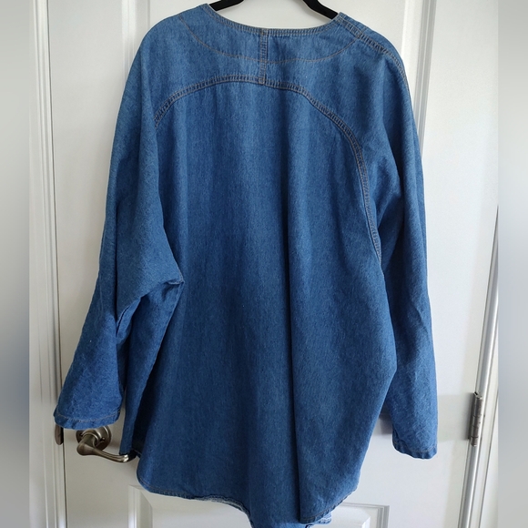 Blue Denim Jean Jacket with ImitaionPearl Buttons And Lace Accents. 3x - Picture 2 of 7